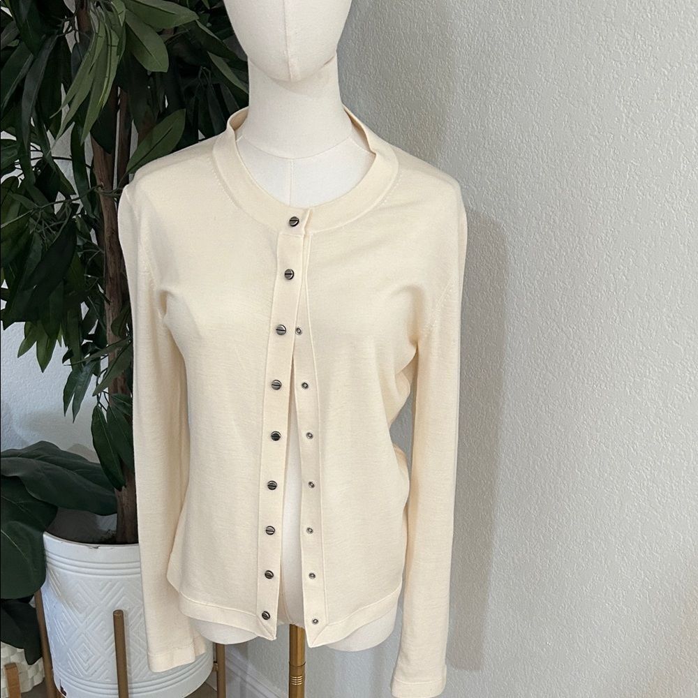 Balenciaga Cream Snap front Cardigan, Size XL, NWOT. - Picture 1 of 12
